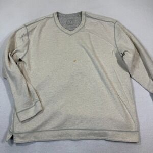 Tommy Bahama Sweatshirt Men Extra Large Beige V Neck Pullover Casual Long Sleeve